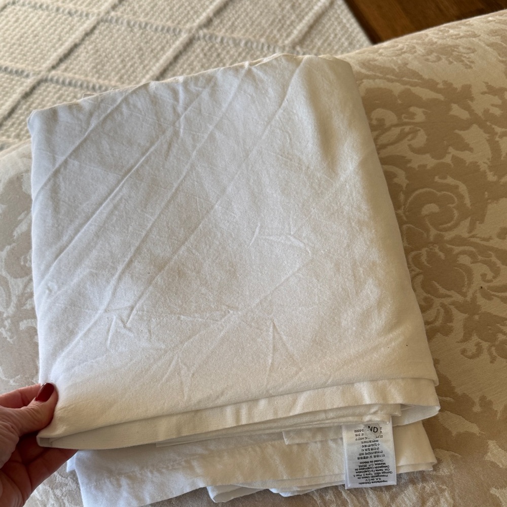 (2) Pottery Barn Design Crew basics tablecloths, 70” x 90”